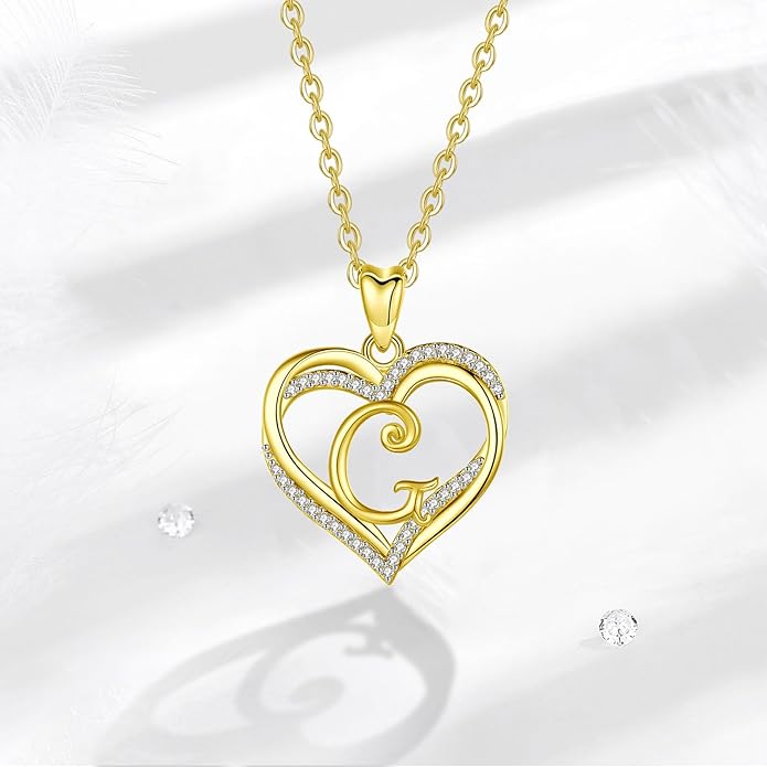 INFUSEU Unique Initial Necklaces for Women Girls Small Heart Letter Jewelry, Meaningful Personalized Gifts