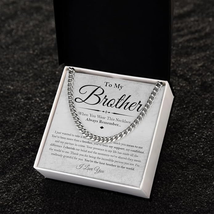 KOLMALK Brother Necklace - Cuban Link Chain Necklace for Men, To My Brother Gift from Sister for Birthday, Anniversary or Christmas