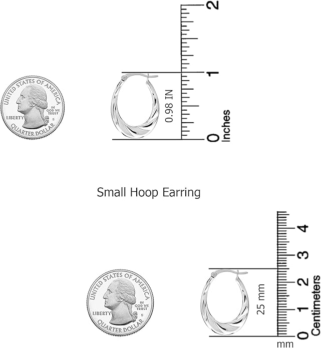 LeCalla 925 Sterling Silver Shrimp Classic Diamond-Cut Light-Weight Hoop Earrings for Women