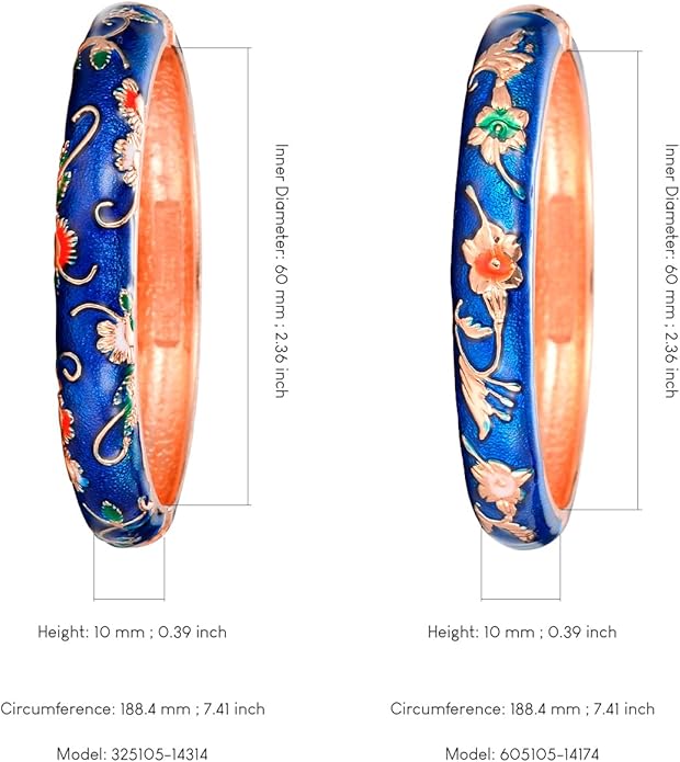 UJOY Cloisonne Bracelet Butterfly Hinge Indian Cuff Bangle Enameled Jewelry Flower Bracelets for Women Gift Box 55A114