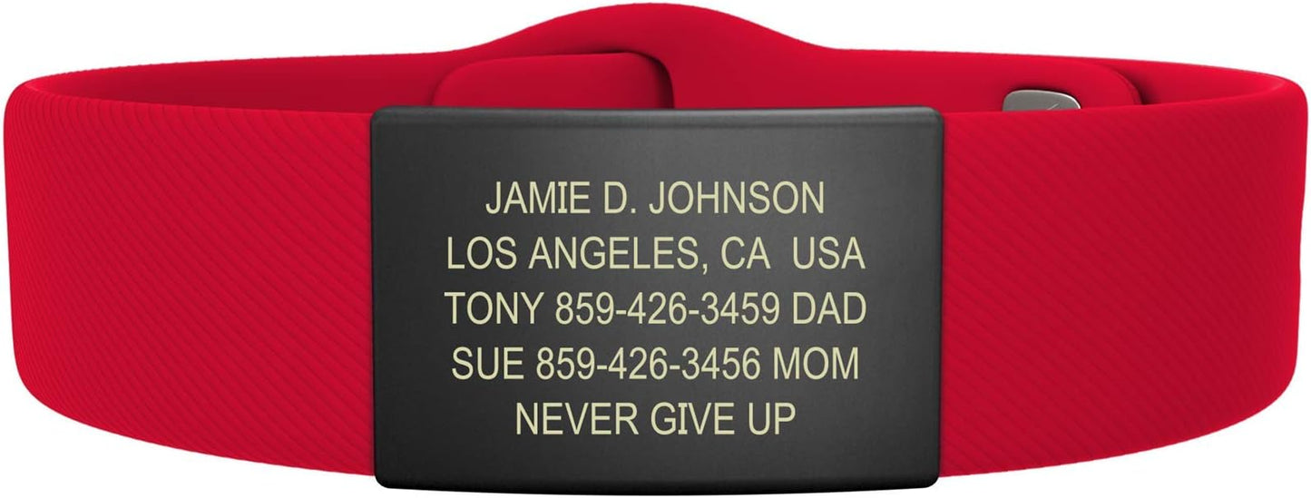 ROAD iD - Official ID Bracelet - The Wrist ID Elite - Silicone Pin-Tuck - for Athletes