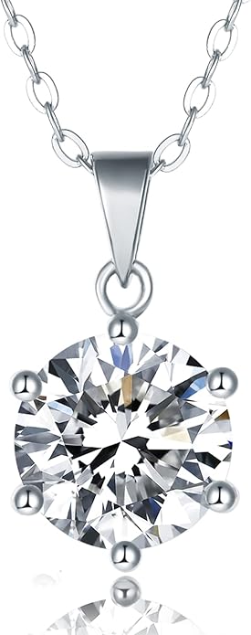 IMOLOVE Moissanite Solitaire Pendant Necklaces for Women Sterling Silver with 18K White Gold Plated 1-3 Carat D Color VVS1 Clarity Mossanite Jewelry for Women
