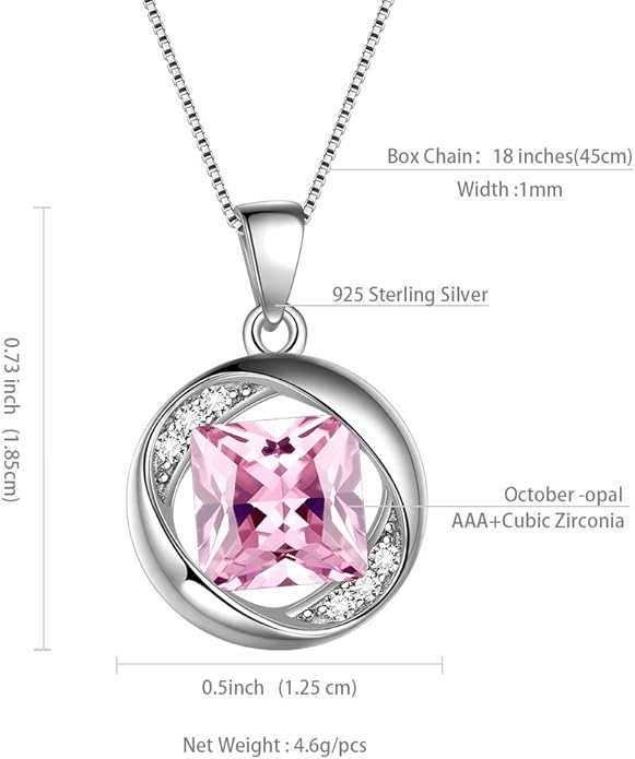 Aurora Tears 925 Sterling Silver 12 Birthstones Necklace/Earring/Ring/Bracelet Women Birthstone Pendant Crystal Fashion Birthday Jewelry Christmas Gift for Girls Women