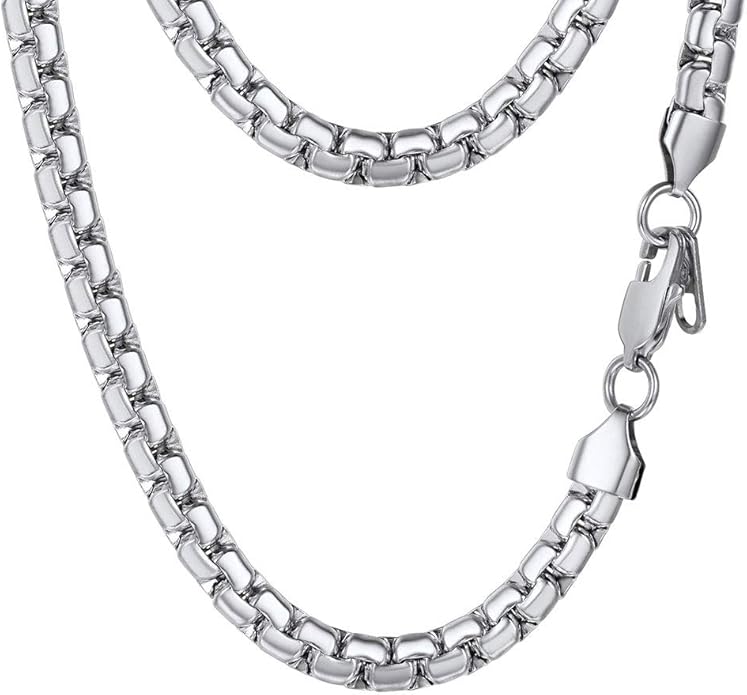 PROSTEEL Stylish Stainless Steel Round Link Chain Necklace for Men, 2mm/4mm/6mm/8mm. Silver/Gold/Black Tone, Hypoallergenic Jewelry, 14"-30", Come with Box