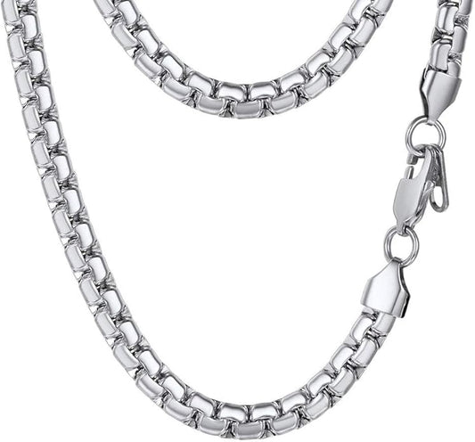 PROSTEEL Stylish Stainless Steel Round Link Chain Necklace for Men, 2mm/4mm/6mm/8mm. Silver/Gold/Black Tone, Hypoallergenic Jewelry, 14"-30", Come with Box