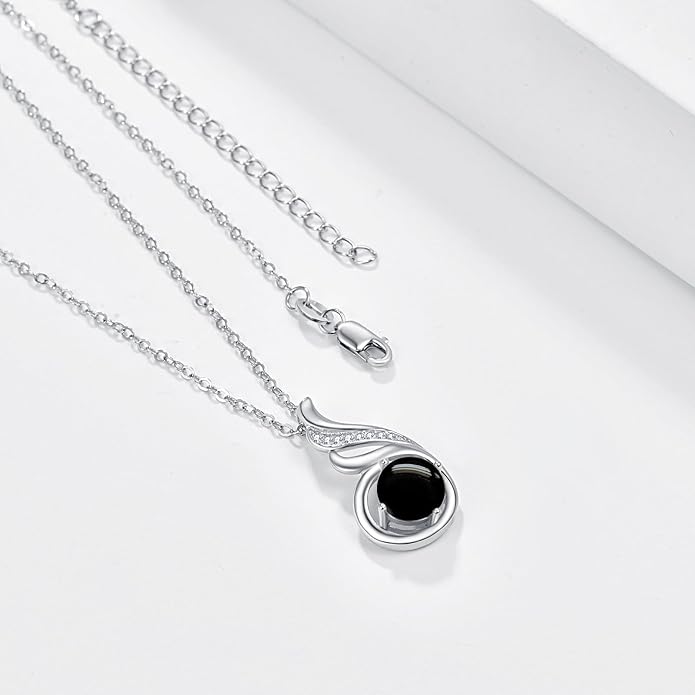 TANGPOET Birthstone Gemstone Necklaces for Women 925 Sterling Silver Dainty Pendant Jewelry Valentines Mothers Day Christmas Birthday Gifts for Mom Girlfriend Wife Daughter