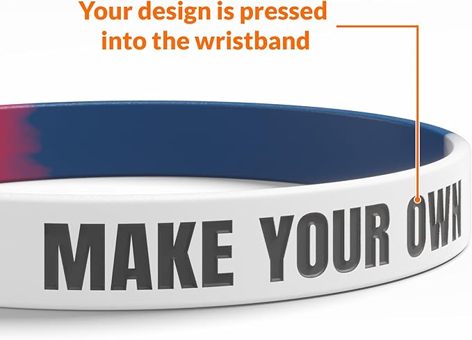 Custom Wristbands For Events, Fundraisers & Promotions | Add Text, Icons, & Logos | Bulk Rubber Bracelets | Classic 1/2” | 100% Silicone