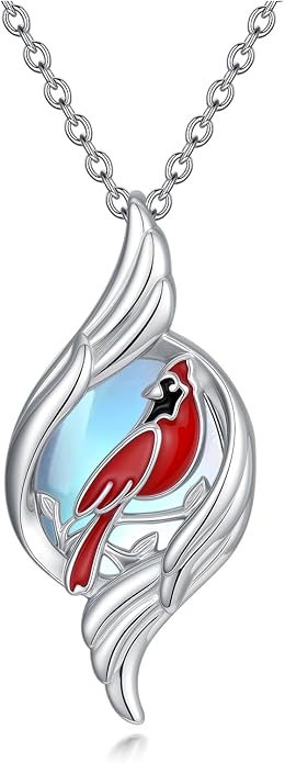 Dove/Hummingbird/Red Cardinal Necklace 925 Sterling Silver Turquoise/Opal/MoonStone/Malachite Bird Necklace Dove Pendant Jewelry for Women Men