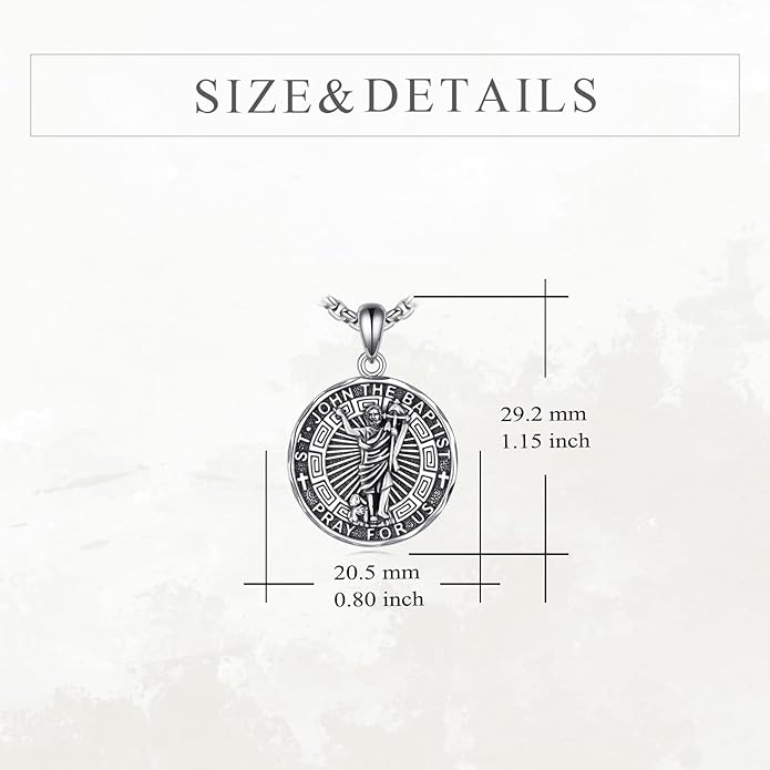YFN Patron Saint Necklace Sterling Silver Amulet Medal Pendant Religious Protector Jewelry Gifts for Women Men