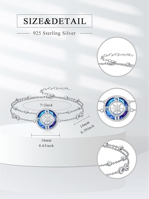Sea Turtle/Dolphin/Starfish/Seashell/Compass Bracelet for Women 925 Sterling Silver Ocean Wave Anklet Summer Hawaiian Jewelry Gift for Her