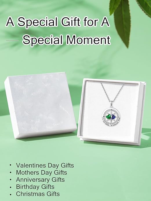 JIYVY32 Compass Birthstones Necklace for Women, Exquisite S925 Necklace Anniversary Birthday Gifts for Wife Her Double Birthstone Pendant jewelry ‘I'd be Lost Without You’