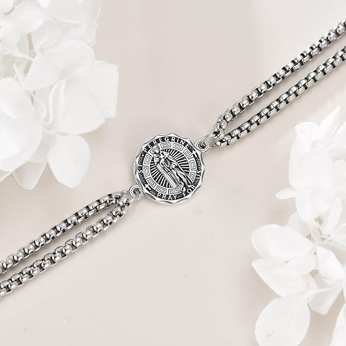 YFN Patron Saint Bracelet Sterling Silver Religious Protector Bracelet Jewelry Gift for Women Men