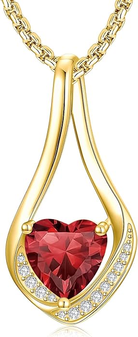 Birthstone Necklaces for Women,18k Yellow/White Gold Plated Forever Love Heart Infinity Pendant Necklace Anniversary Jewelry Christmas Birthday Gifts for Women Her Wife Girlfriend