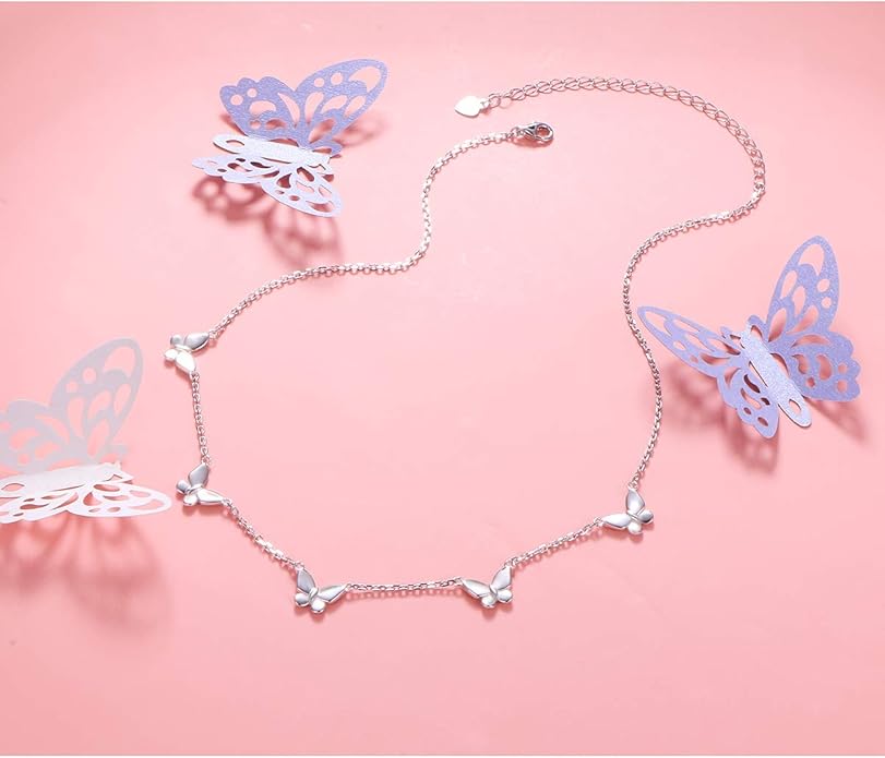 DAOCHONG 925 Sterling Silver Dainty Butterfly Choker Necklace for Women Jewelry Birthday Christmas