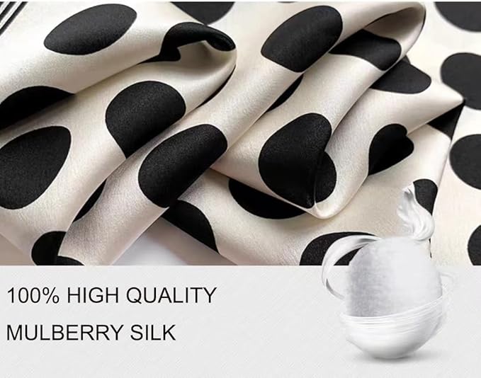 ANDANTINO 100% Mulberry Silk Square Scarf for Hair-25.6" X25.6'' Women Men Natural Silk Neckerchief Digital Printed Headscarf