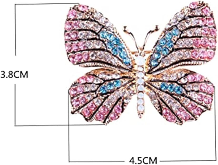 ESIW 6 PCS Multicolor Rhinestone Crystal Butterfly Brooch Pin Lapel Pin for Women