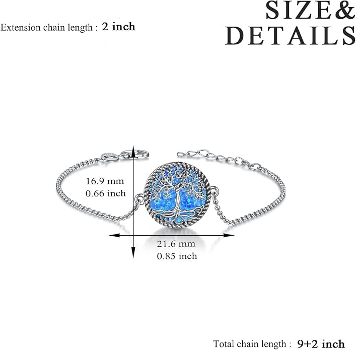 ONEFINITY Tree of Life Anklet Sterling Silver Abalone Shell/Blue Opal/Crystal Tree of Life Ankle Bracelet Tree Jewelry for Women Girls Gifts