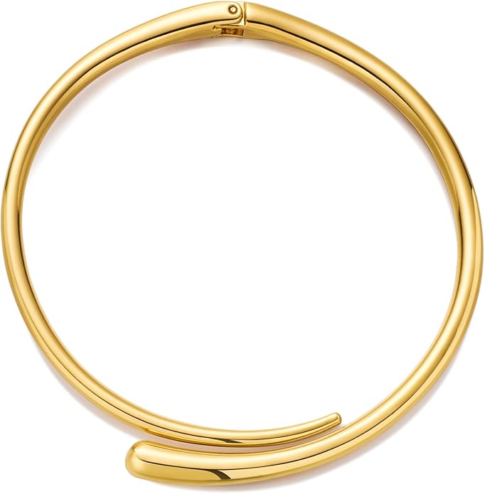 Chunky Collar Necklaces for Women Bold Gold Silver Teardrop Choker Necklace Open Cuff Necklace Fashion Statement Necklaces