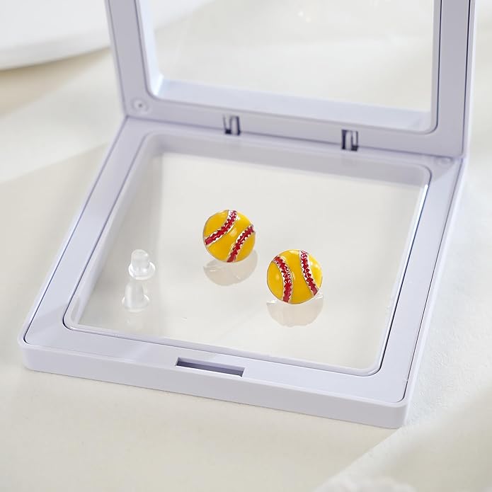 SmileBelle Sterling Silver Sports Earrings, Hypoallergenic Volleyball Earrings, Soccer, Basketball Baseball Softball Stud Jewelry for Women Mom as Game Day Gifts Sports Fan Teen Stuff Accessories