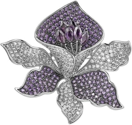 Flower Brooch Pin - Rhinestone Flower Pin 18k Gold Plated - Thanksgiving Day, Birthday, Wedding Gifts for Mom, Wife