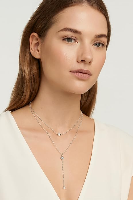 14K Gold Plated Y Necklace for Women – Dainty Lariat Long Pendant Chain, Layered Drop Necklace for V Neck Dress, Simple Sexy Cleavage Jewelry Gifts for Women
