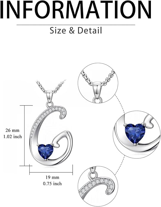 Christmas Gifts for Women Alphabet A to Z Initial Birthstone Pendant Necklaces for Women - 18k White Gold Plated Personalized Name Jewelry Valentine Mothers Day Birthday Gifts for Women Her Girlfriend