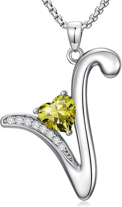 Christmas Gifts for Women Alphabet A to Z Initial Birthstone Pendant Necklaces for Women - 18k White Gold Plated Personalized Name Jewelry Valentine Mothers Day Birthday Gifts for Women Her Girlfriend