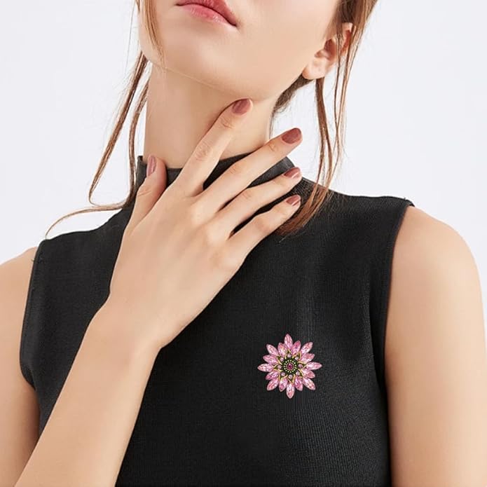 Large Crystal Flower Brooch Pin for Women Red purple pink green Rhinestone Flower Lapel Pin Wedding Party Birthday Dance Banquet Dress Suit Ceremony Clothes Hat Bag Accessories Jewelry