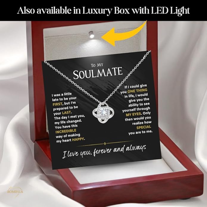 To My Soulmate Necklace For Women, Soul Mate Jewelry for Women, Future Wife Gifts, To My Wife Necklace from Husband, Gifts for Girlfriend, Pendant With Message Card