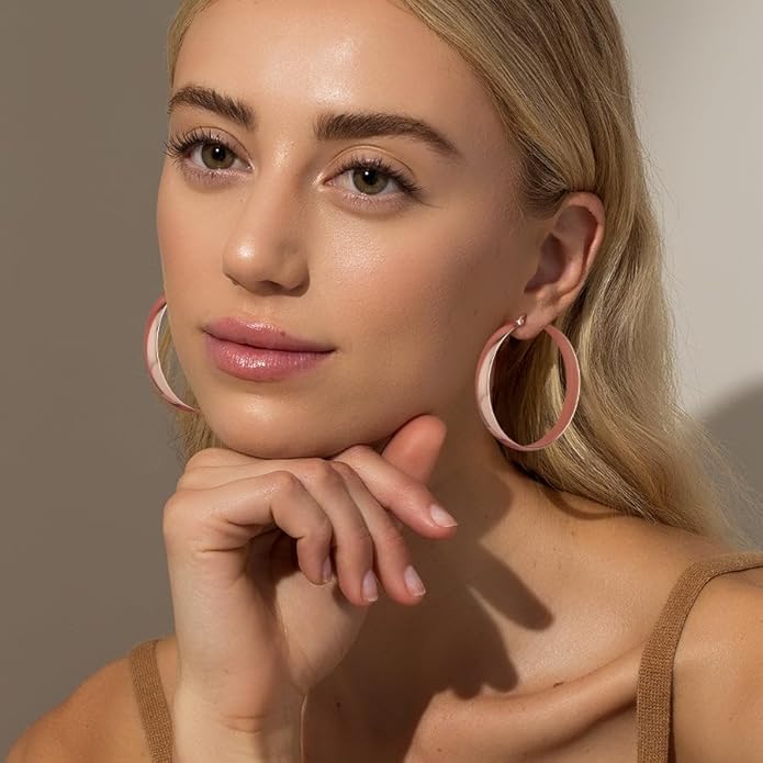 8mm Thick 925 Sterling Silver Hoops Earrings for Women 14K Real Gold Large Hoop Earrings Hypoallergenic and Lightweight Big Hoop Earrings for Women 20/30/40/50/60/70MM