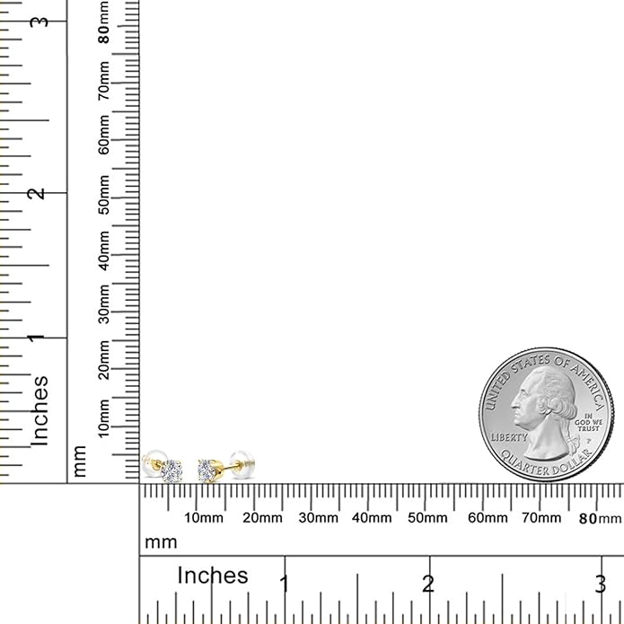 Gem Stone King 0.20 to 6 Cttw 14K Gold Lab Grown Diamond Stud Earrings | Gold Earrings For Women Men | E-F Color | VS1-VS2 Clarity