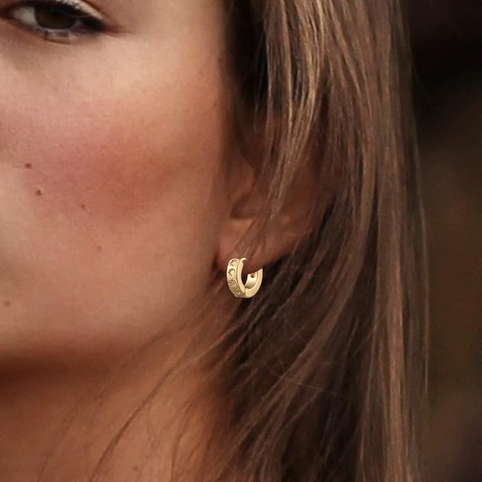 9 Pairs Gold Chunky Hoop Earrings Set for Women, 14K Gold Plated Twisted Huggie Hoop Earring Hypoallergenic, Lightweight Thick Open Hoops Earrings Jewelry Gifts.