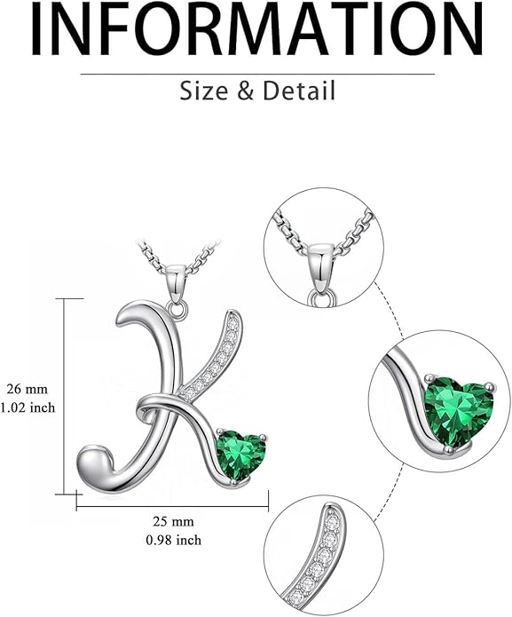 Christmas Gifts for Women Alphabet A to Z Initial Birthstone Pendant Necklaces for Women - 18k White Gold Plated Personalized Name Jewelry Valentine Mothers Day Birthday Gifts for Women Her Girlfriend