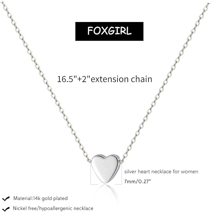 Foxgirl Gold Heart Necklaces for Women 14k Gold Plated Pendant Necklace Simple Cute Necklaces for Women Dainty Layered Choker Necklaces for Women Gold Jewelry for Teen Girls
