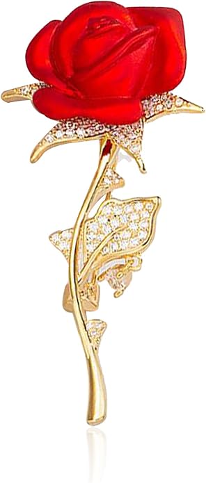 Floral Elegant Red Rose Shape Brooch Pin for Women Mothers Day Accessory
