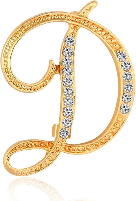 BeeGift Letter Brooch Pins Initial Rhinestone Brooch for Women Crafts,Rhinestone Crystal Lapel Pin Brooches Gold A-Z 26 Letters