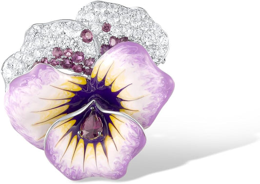 Santuzza 925 Sterling Silver Enamel Brooch Pin for Women