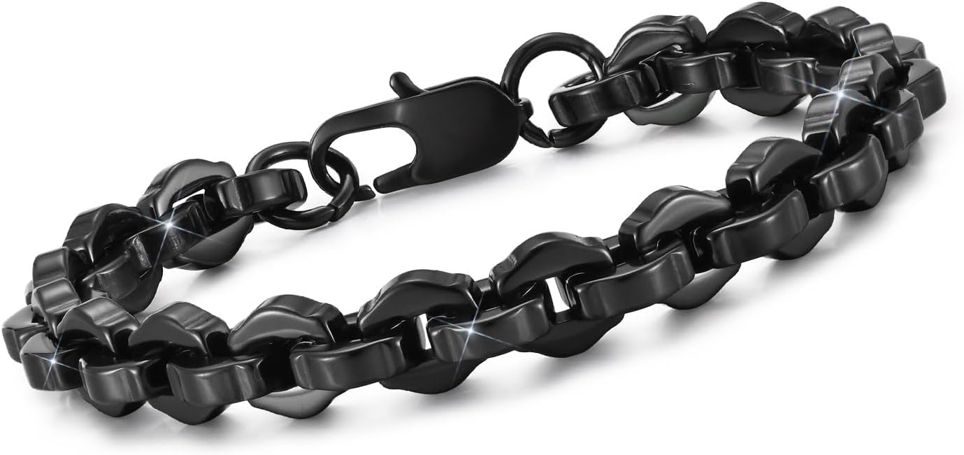 VNOX Link Chain Bracelets for Men - Cool Mens Bracelets Diamond-Cut Paperclip Solid Chain Bracelet Chunky Stainless Steel Jewelry Trendy Gifts
