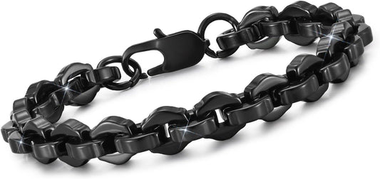 VNOX Link Chain Bracelets for Men - Cool Mens Bracelets Diamond-Cut Paperclip Solid Chain Bracelet Chunky Stainless Steel Jewelry Trendy Gifts