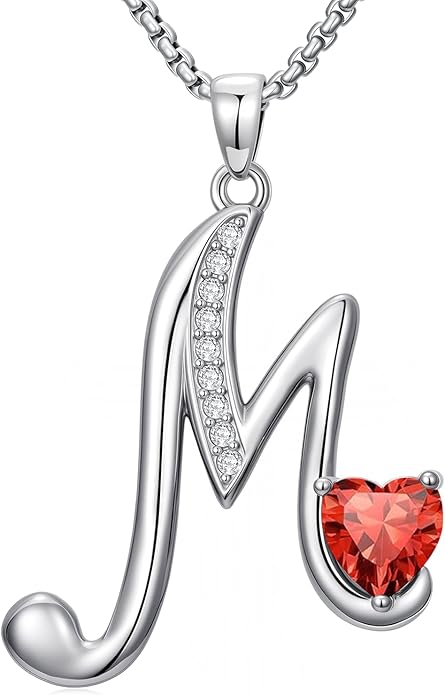 Christmas Gifts for Women Alphabet A to Z Initial Birthstone Pendant Necklaces for Women - 18k White Gold Plated Personalized Name Jewelry Valentine Mothers Day Birthday Gifts for Women Her Girlfriend