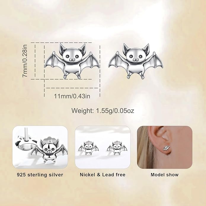 INFUSEU Sterling Silver Cute Stud Earrings Cat Frog Mushroom Bunny, Small Gifts for Women Teen Girls Animal Lovers
