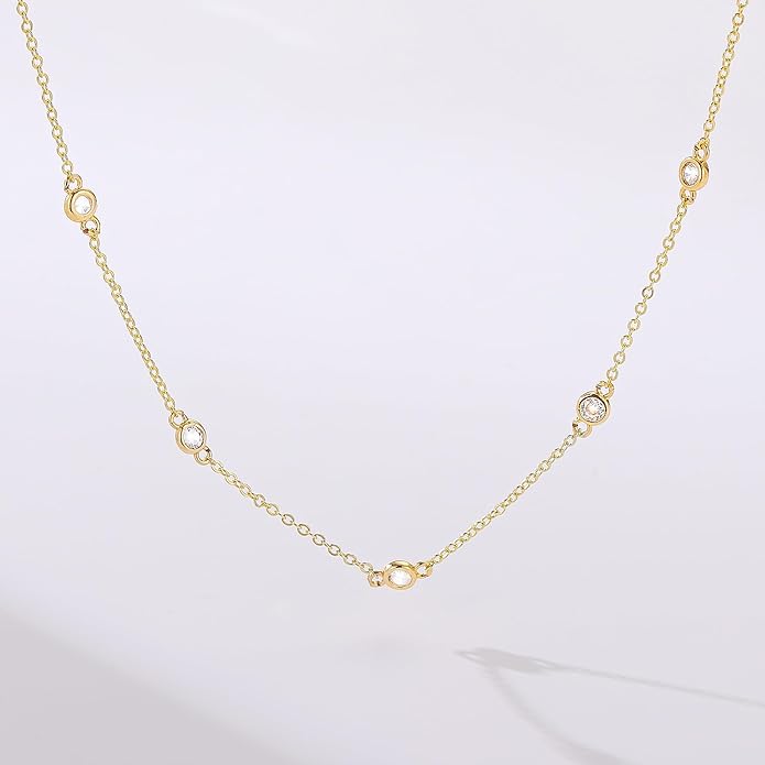 M MOOHAM Gold Clover Heart Pearl Butterfly Star flower Choker Necklace for Women - Dainty 14K Gold Plated Cubic Zirconia Cute Station Necklaces for Women Trendy Prom Jewelry Gifts