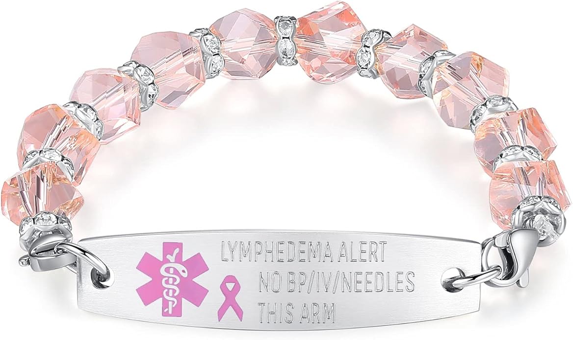 mnmoom 7.5 inch interchangeable Medical id bracelets for Women beads Medical alert bracelets with customize engraving