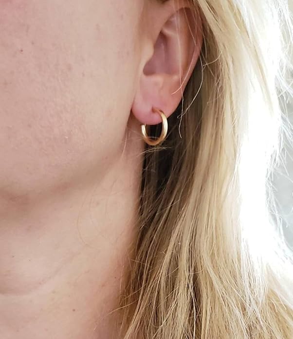 Minimalist Hoops for Women - 14K Gold Open Huggie Hoop Earrings, Hypoallergenic Tiny Hoops in Gold and Silver (Set of 1-5 Pairs)