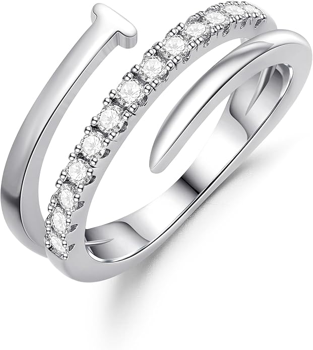 Fimewon Fashion Stackable Rings for Women Silver Eternity Band Three Rows Rings Valentine's Day Gifts for Women Size 5-10