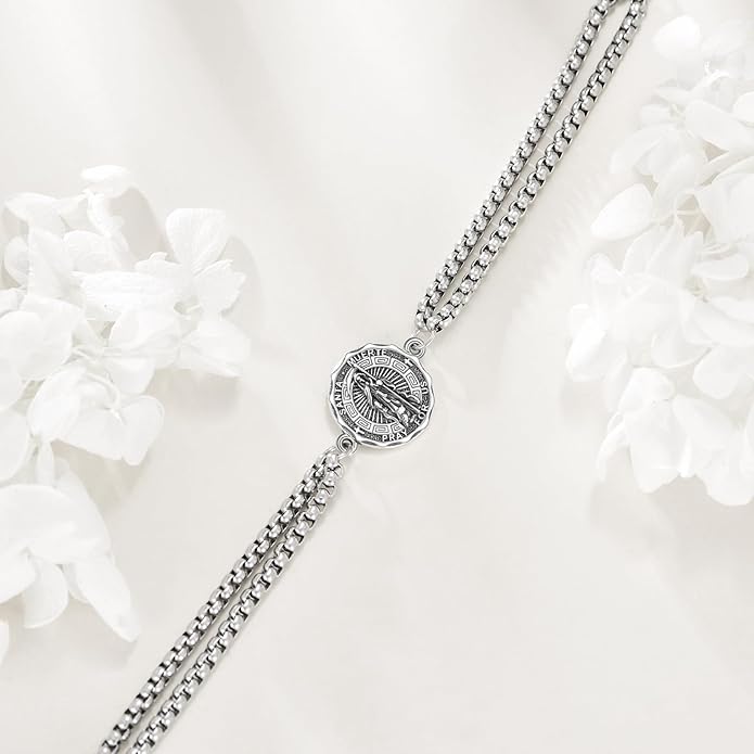 YFN Patron Saint Bracelet Sterling Silver Religious Protector Bracelet Jewelry Gift for Women Men