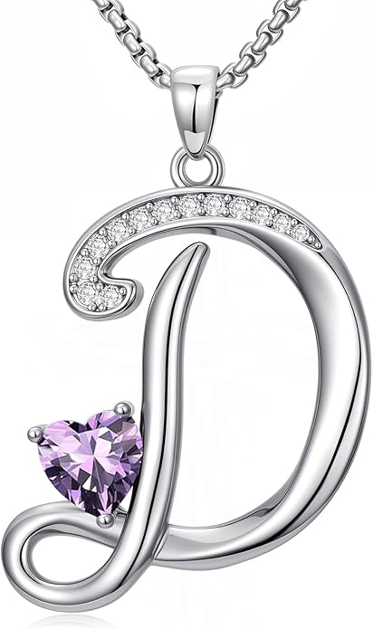 Christmas Gifts for Women Alphabet A to Z Initial Birthstone Pendant Necklaces for Women - 18k White Gold Plated Personalized Name Jewelry Valentine Mothers Day Birthday Gifts for Women Her Girlfriend