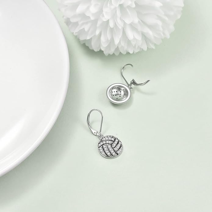YFN Sports Jewelry Earrings 925 Sterling Silver Baseball Softball Basketball Rugby Football Tennis Volleyball Earrings for Women and Sports Fans Gifts