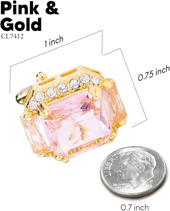 Rectangular Colored Diamond-Flanked Crystal Cuff Links – Tuxedo Suit Accessories, Cufflinks for Men