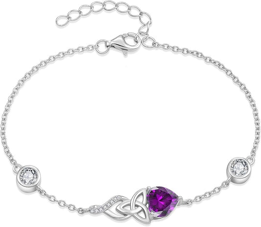 Infinity Celtic Knot Bracelet 925 Sterling Silver Birthstone Bracelet Irish Jewelry Gifts for Women